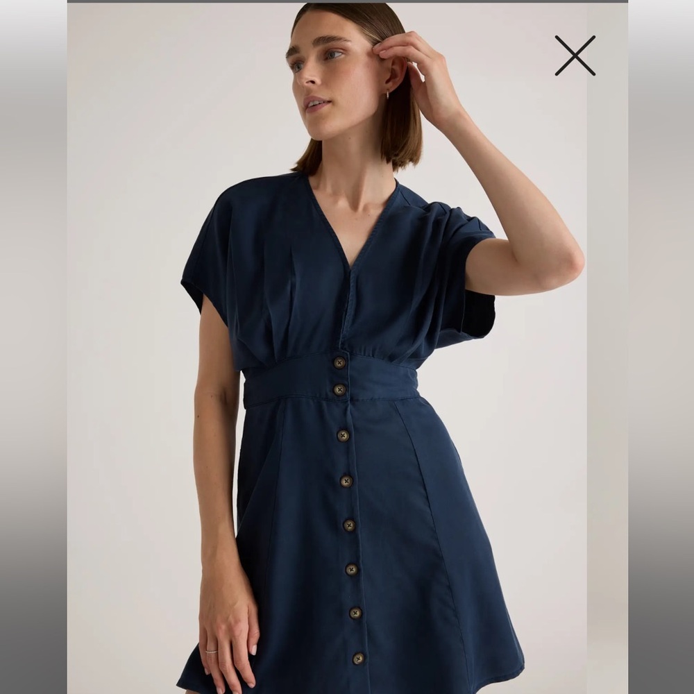 Quince Vintage Wash Tencel Button Front Dress Size XS